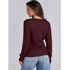 image:imageANRABESS Womens Cable Knit V Neck Fitted SweatersBurgundy