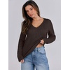 image:imageANRABESS Womens Cable Knit V Neck Fitted SweatersDeep Brown