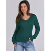 image:imageANRABESS Womens Cable Knit V Neck Fitted SweatersDeep Green
