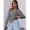 image:imageANRABESS Womens Cable Knit V Neck Fitted SweatersGrey