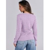 image:imageANRABESS Womens Cable Knit V Neck Fitted SweatersLight Purple