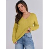 image:imageANRABESS Womens Cable Knit V Neck Fitted SweatersYellow