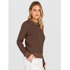 image:imageANRABESS Womens Fall Long Sleeve Striped Crochet Sweaters TopDark Brown Black