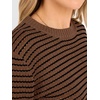 image:imageANRABESS Womens Fall Long Sleeve Striped Crochet Sweaters TopDark Brown Black