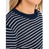 image:imageANRABESS Womens Fall Long Sleeve Striped Crochet Sweaters TopNavy Blue White