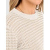 image:imageANRABESS Womens Fall Long Sleeve Striped Crochet Sweaters TopWhite Apricot