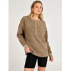image:imageANRABESS Womens Fleece Pullover Sherpa Fuzzy Button Up SweatshirtsKhaki