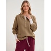 image:imageANRABESS Womens Fleece Pullover Sherpa Fuzzy Button Up SweatshirtsKhaki