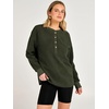 image:imageANRABESS Womens Fleece Pullover Sherpa Fuzzy Button Up SweatshirtsOlive Green