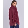 image:imageANRABESS Womens Fuzzy Sherpa Pullover Fleece Quarter Zip SweatshirtBurgundy