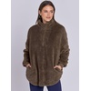 image:imageANRABESS Womens Fuzzy Sherpa Pullover Fleece Quarter Zip SweatshirtDeep Brown