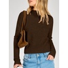 image:imageANRABESS Womens Long Sleeve Lightweight Mock Neck Fall Sweaters Brown