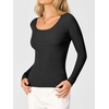 image:imageANRABESS Womens Long Sleeve Scalloped Scoop Neck Ribbed Fall SweaterBlack