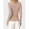 image:imageANRABESS Womens Long Sleeve Scalloped Scoop Neck Ribbed Fall SweaterBright Tan