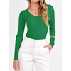 image:imageANRABESS Womens Long Sleeve Scalloped Scoop Neck Ribbed Fall SweaterGreen