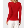 image:imageANRABESS Womens Long Sleeve Scalloped Scoop Neck Ribbed Fall SweaterRed