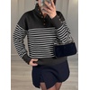 image:imageANRABESS Womens Long Sleeve Striped Turtle Neck Lightweight Fall SweaterBlack White Stripe