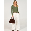 image:imageANRABESS Womens Long Sleeve V Neck Ribbed Sweaters ShirtsArmy Green