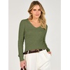 image:imageANRABESS Womens Long Sleeve V Neck Ribbed Sweaters ShirtsArmy Green