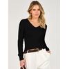 image:imageANRABESS Womens Long Sleeve V Neck Ribbed Sweaters ShirtsBlack