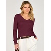 image:imageANRABESS Womens Long Sleeve V Neck Ribbed Sweaters ShirtsDrak Red