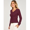 image:imageANRABESS Womens Long Sleeve V Neck Ribbed Sweaters ShirtsDrak Red