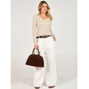 image:imageANRABESS Womens Long Sleeve V Neck Ribbed Sweaters ShirtsLight Almond