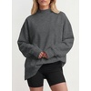image:imageANRABESS Womens Mock Neck Oversized Sweatshirts Pullover Fall OutfitsGrey