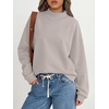 image:imageANRABESS Womens Mock Neck Oversized Sweatshirts Pullover Fall OutfitsGrey Khaki