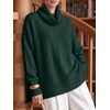 image:imageANRABESS Womens Oversized Cowl Neck Cozy Batwing Long Sleeve Fall SweaterGreen