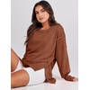image:imageANRABESS Womens Oversized Crew Neck Sweatshirt Long Sleeve ShirtsCaramel