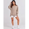 image:imageANRABESS Womens Oversized Crew Neck Sweatshirt Long Sleeve ShirtsKhaki