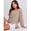 image:imageANRABESS Womens Oversized Crew Neck Sweatshirt Long Sleeve ShirtsKhaki