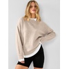 image:imageANRABESS Womens Oversized Sweater Fall Crewneck Patchwork Teacher OutfitsAlmond