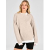 image:imageANRABESS Womens Oversized Sweater Fall Crewneck Patchwork Teacher OutfitsAlmond