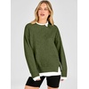 image:imageANRABESS Womens Oversized Sweater Fall Crewneck Patchwork Teacher OutfitsArmy Green