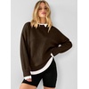 image:imageANRABESS Womens Oversized Sweater Fall Crewneck Patchwork Teacher OutfitsCoffee