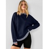 image:imageANRABESS Womens Oversized Sweater Fall Crewneck Patchwork Teacher OutfitsStriped Navy