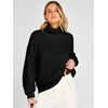 image:imageANRABESS Womens Oversized Sweaters Cable Knit Chunky Turtleneck PulloverBlack