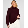 image:imageANRABESS Womens Oversized Sweaters Cable Knit Chunky Turtleneck PulloverWine Red