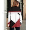 image:imageANRABESS Womens Oversized Sweatshirt Printed Henley Neck Fall PulloverRed Black Block
