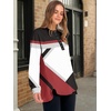 image:imageANRABESS Womens Oversized Sweatshirt Printed Henley Neck Fall PulloverRed Black Block