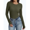 image:imageANRABESS Womens Ribbed Henley Top Long Sleeve ShirtsArmy Green
