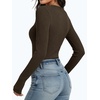 image:imageANRABESS Womens Ribbed Henley Top Long Sleeve ShirtsCoffee