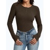 image:imageANRABESS Womens Ribbed Henley Top Long Sleeve ShirtsCoffee