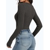 image:imageANRABESS Womens Ribbed Henley Top Long Sleeve ShirtsGrey