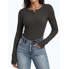 image:imageANRABESS Womens Ribbed Henley Top Long Sleeve ShirtsGrey