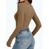 image:imageANRABESS Womens Ribbed Henley Top Long Sleeve ShirtsLight Brown