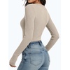 image:imageANRABESS Womens Ribbed Henley Top Long Sleeve ShirtsParchment