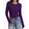 image:imageANRABESS Womens Ribbed Henley Top Long Sleeve ShirtsPurple